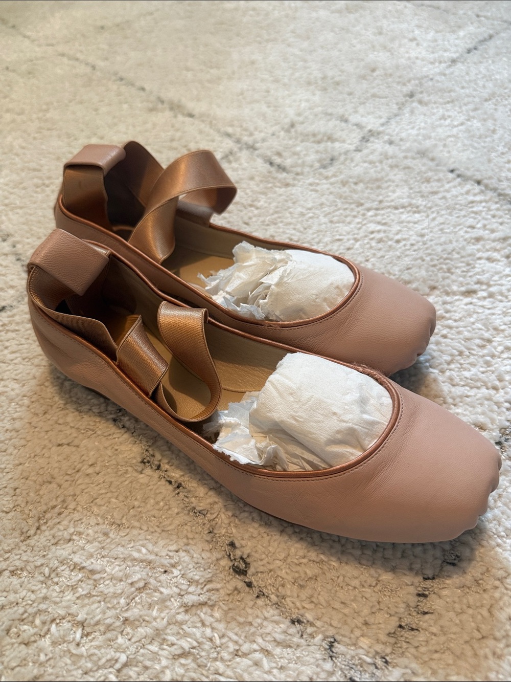 Chloe women’s Ballet Flats in Blush with Satin Cross Straps - Picture 9 of 9